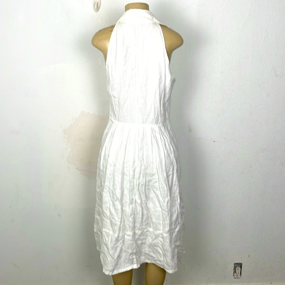 claudia Strater white sleeveless flax- linen button down midi dress - Picture 3 of 9